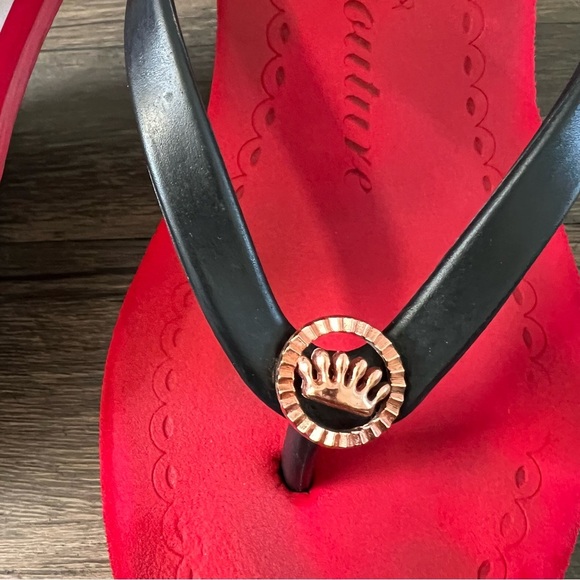 Shoemer Couture Red Black Stripes Platform Wedge Thong Sandals Slides Casual 8 - Picture 7 of 10